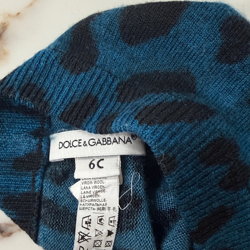 Dolce & Gabbana Blue and Black Patterned Beanie 6month